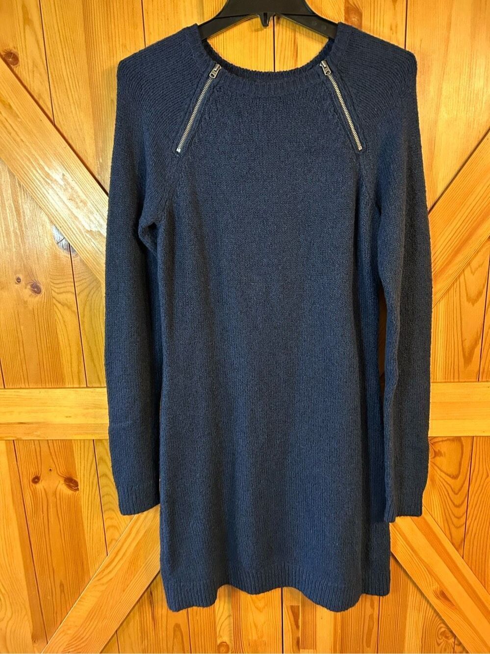 ABERCROMBIE & FITCH Navy Blue Zipper Sweater Dress Medium Tall Women's (0958)